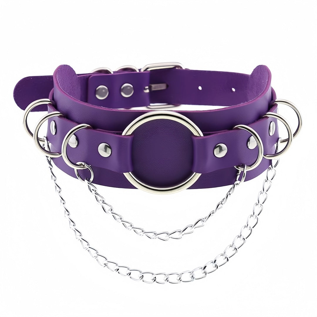Protection Leather Punk Double Layer O-shaped Necklaces