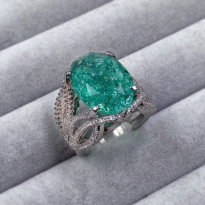 Fashion Classic Retro Flower Colored Gems Imitation Ring