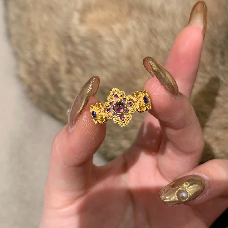 Glaze Enamel Butterfly Female Purple Special Interest Light Rings