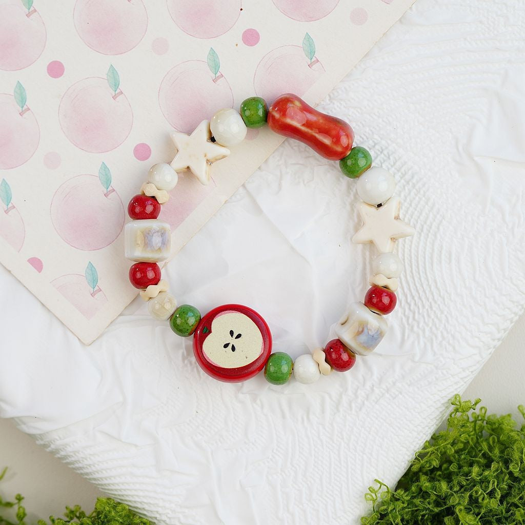 Safe Christmas Ceramic Apple Paradise Couple Bracelets