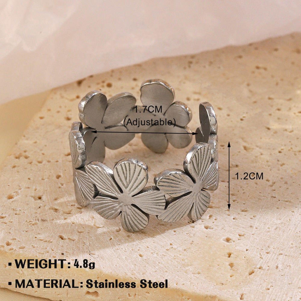 Women's Steel Leaves For Personalized Hip Hop Rings