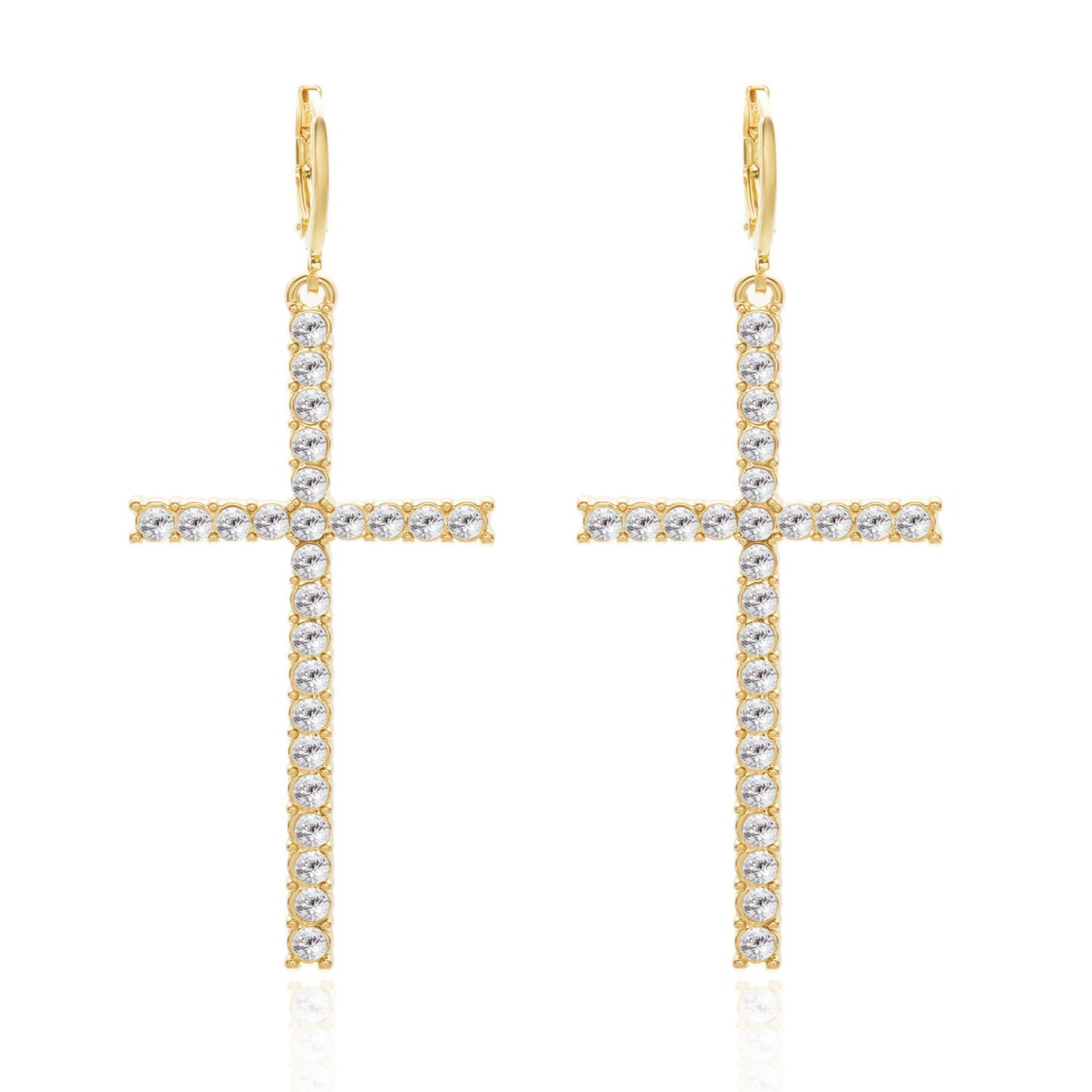 Elegant High-grade Cross Pearl Rhinestone Asymmetric Earrings