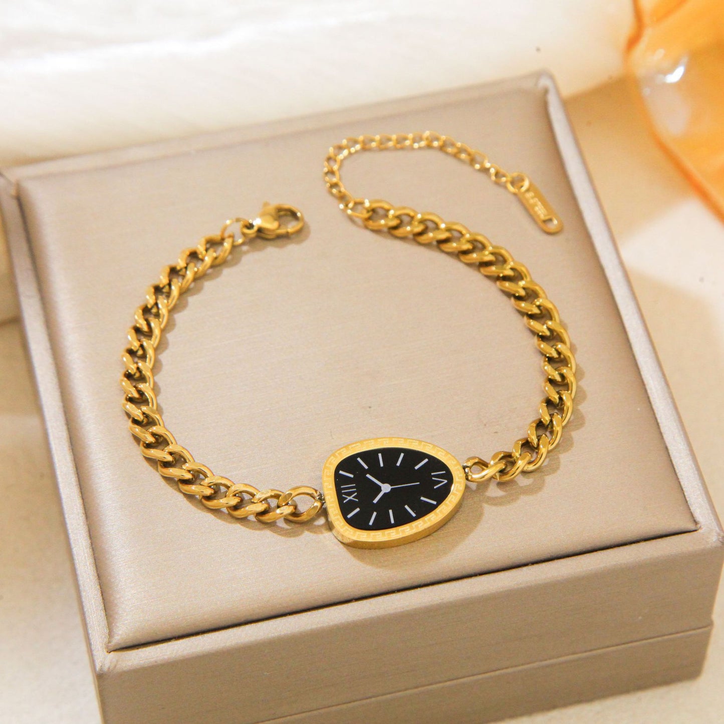Dial Full Body Titanium Steel Real Gold Plating Light Luxury Bracelets