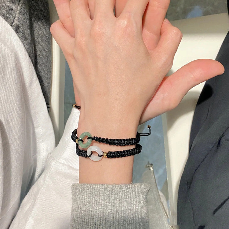 Women's & Men's Couple Pair Of Handmade Jade Woven Hand Strap Girlfriend Valentine's Bracelet
