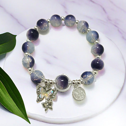 Super Fairy Cold Mauve Jade Broken Glass Butterfly Bracelets