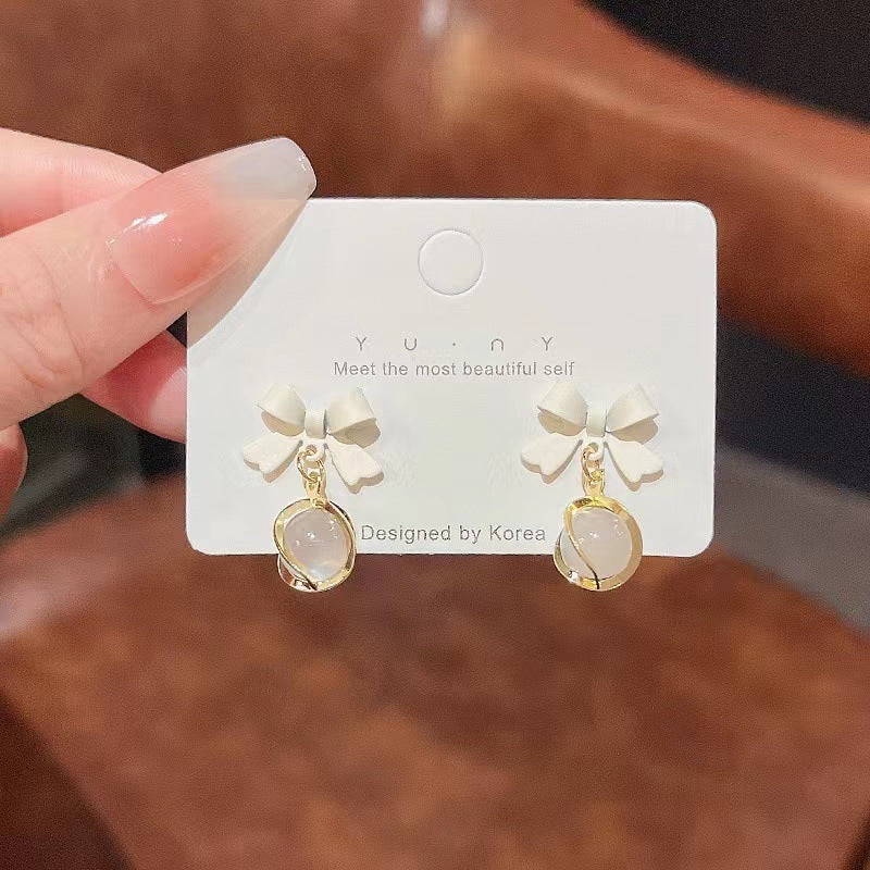 Women's Needle Light Luxury Simplicity Bow For Opal High-grade Rings