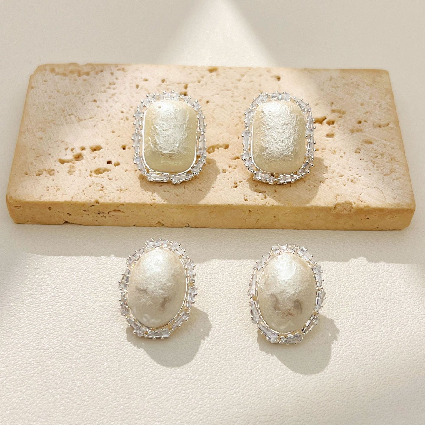 Niche Square Cotton Bead Fashion Light Earrings
