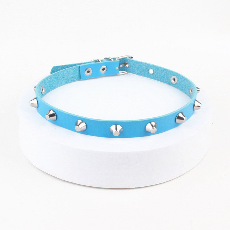 Women's Style Leather High Profile Retro Personality Collar