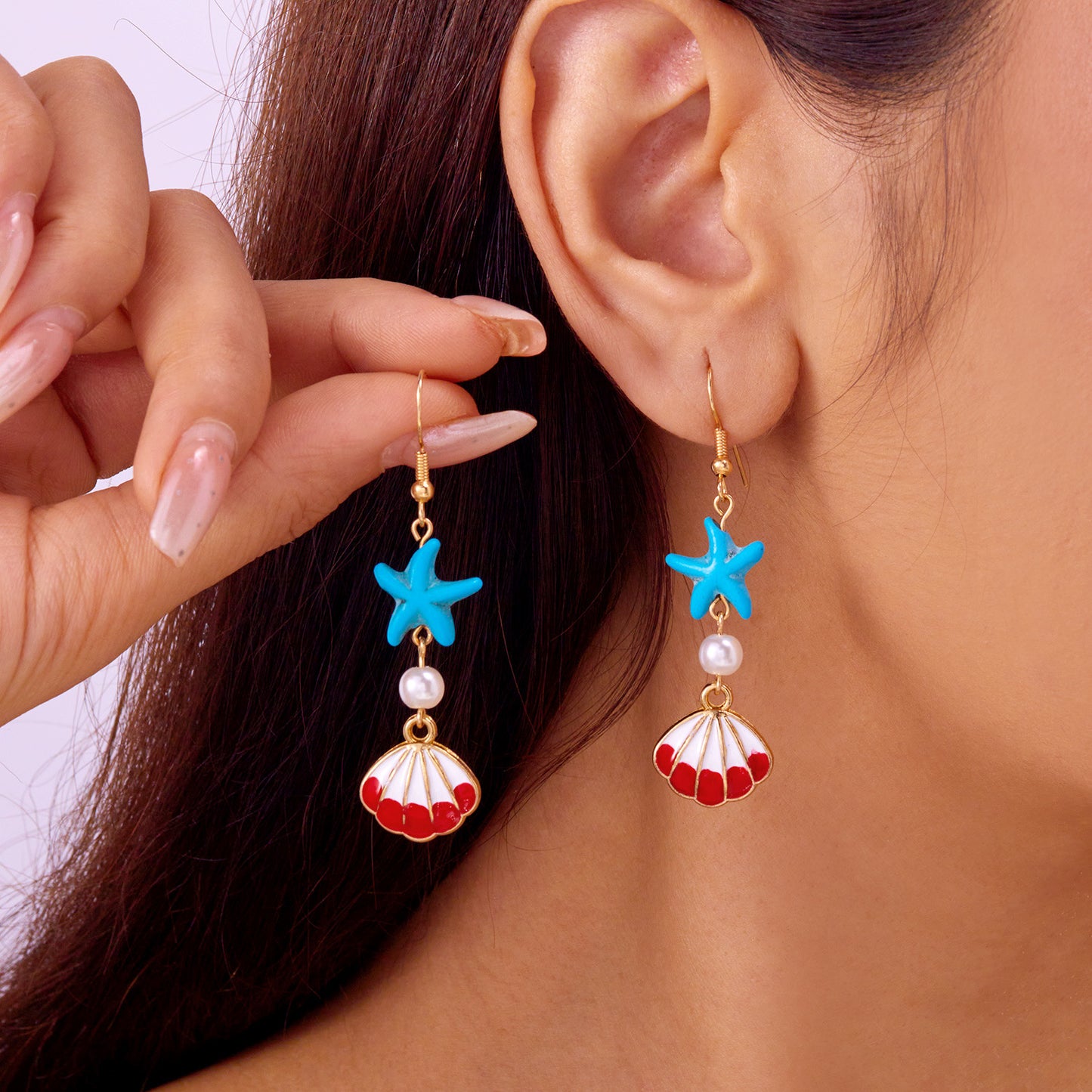 Fresh Conch Starfish Long Tassel Ear Hook Female Niche Earrings