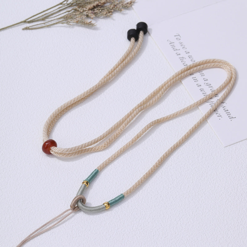 Women's & Men's Corn Rope Winding Simple Adjustable Jade Bracelets