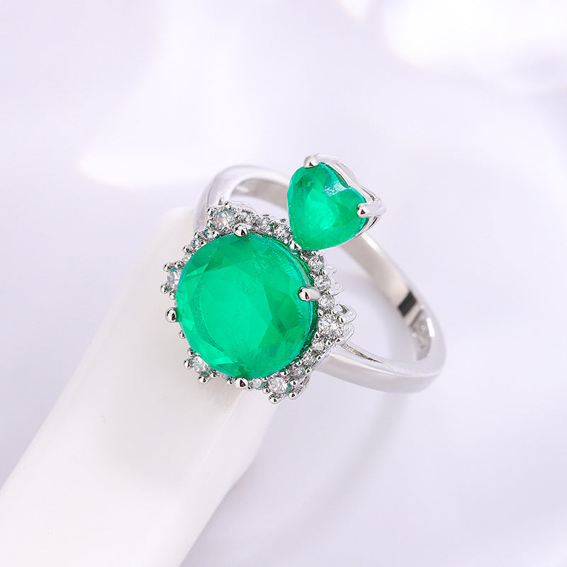 Elegant Simulation Paraiba Female Round Emerald Rings