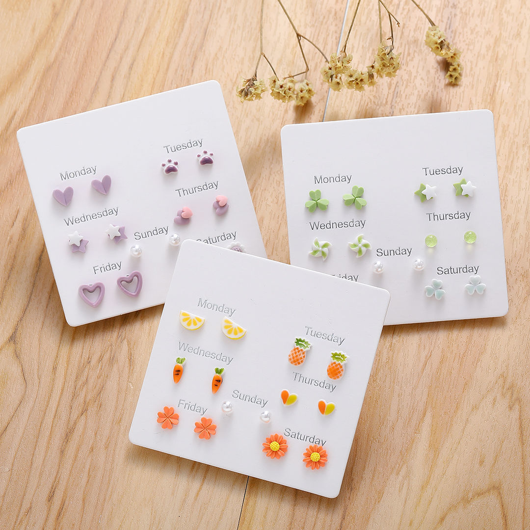 Women's Ceramic Ear Style Small Exquisite Set Earrings