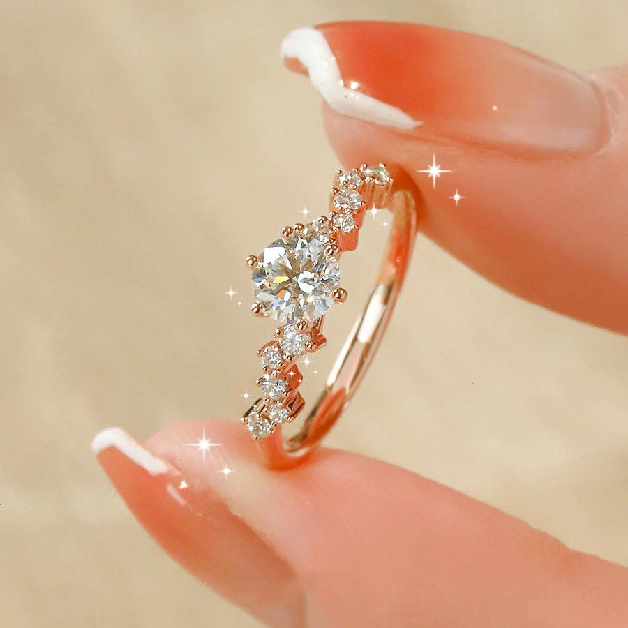 Rhinestone Star Dream Female Light Luxury Minority Rings