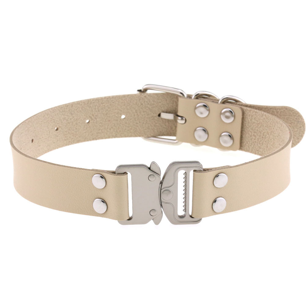 Simple Release Buckle Clavicle Creative Classic Pin Leather Collar