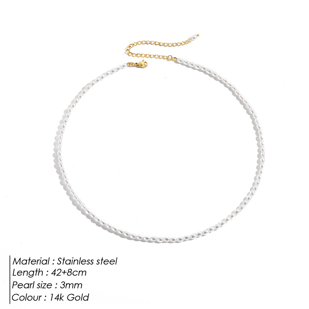 Women's Pearl Niche Style Oval Shell Simple Necklaces
