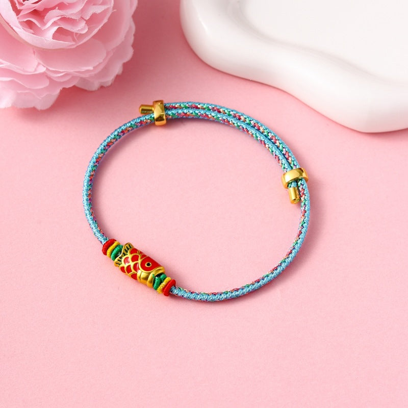 Children's Colorful Braided Rope Wrist String Safe Red Bracelet