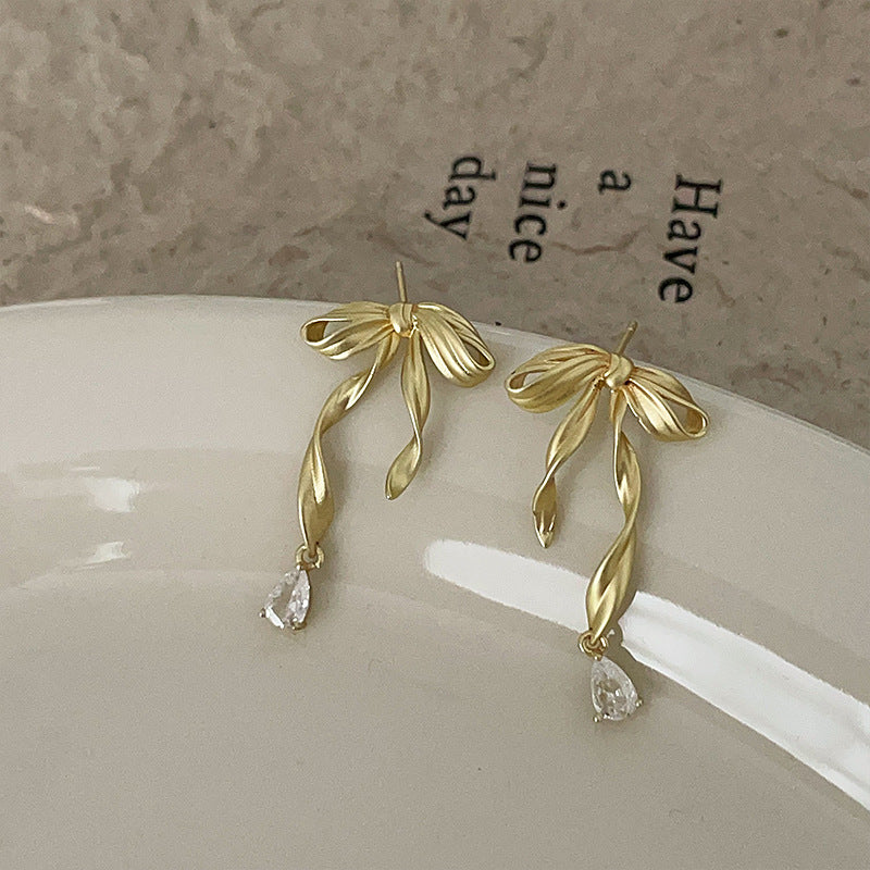 Bow Female Sweet Cute Gentle Temperament Earrings