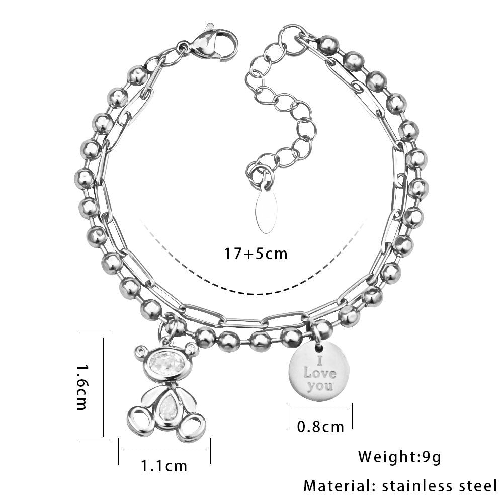 Surface Jade Safety Knot Mix Match Stitching Titanium Steel Retro Bracelet