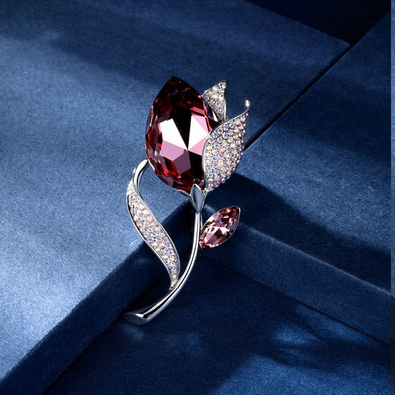 Women's Micro Zircon Brooch Exquisite Plant Pin Brooches