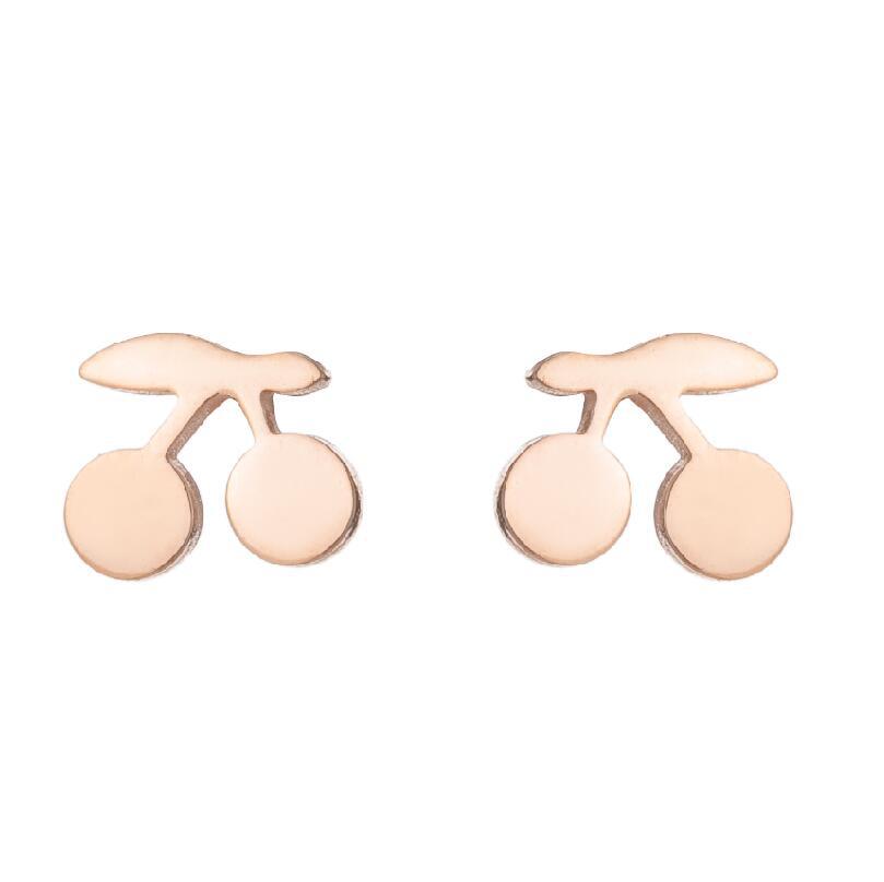 Summer Fruit Ear Fashion Stainless Steel Simple Cherry Apple Strawberry Stud Earrings