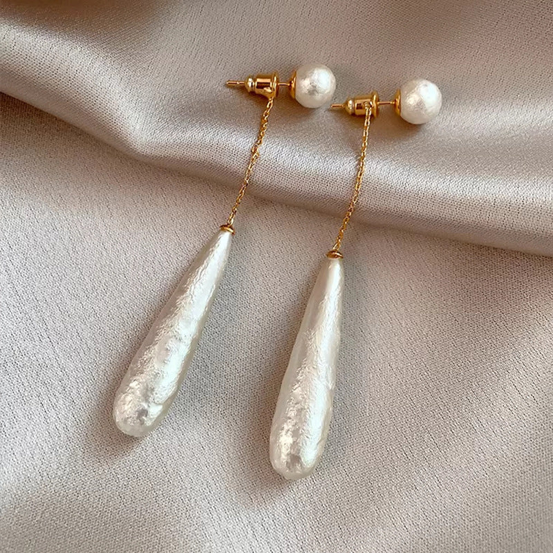 Texture Water Drop Pearl Female Design High Sense Earrings