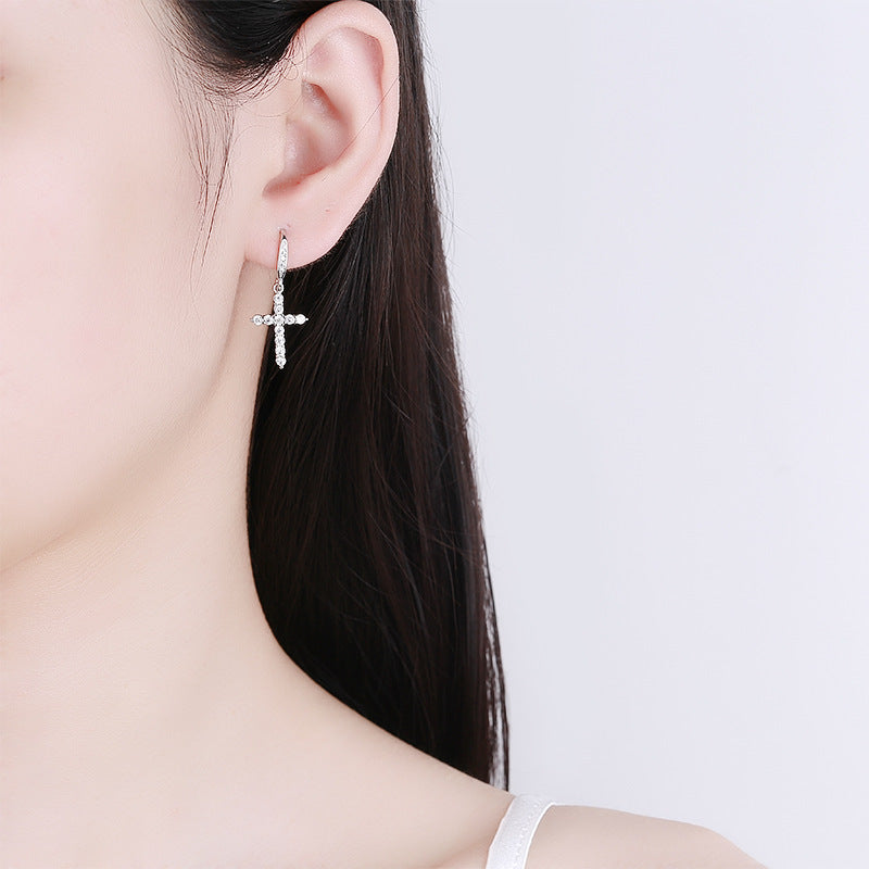 Women's Cross Ear Hook Elegant For Simple Fine Trendy Cold Stud Earrings