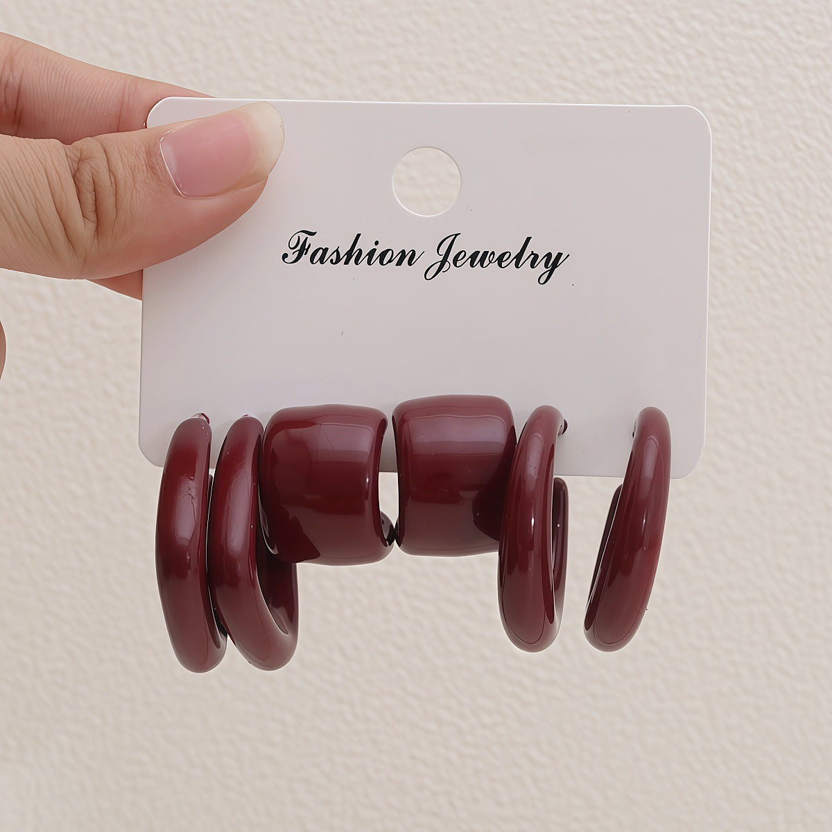 Women's Red Acrylic Water Drop Geometry Type Boutique Trendy Sets Of Earrings
