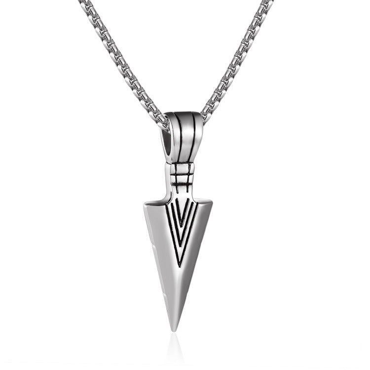 Men's Titanium Cow Stainless Steel Casting Arrow Personality Necklace