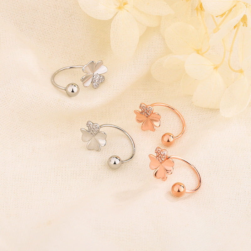 Four-leaf Clover Female Screw Tightening Buckle High-grade Temperament Ear Hook