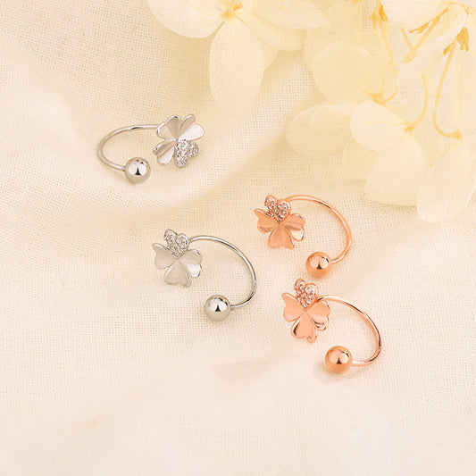 Four-leaf Clover Female Screw Tightening Buckle High-grade Temperament Ear Hook