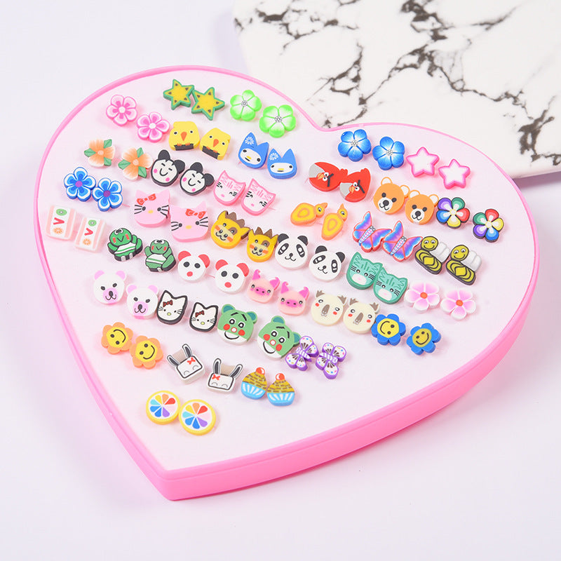 Women's Flower Love Heart Not Allergic To Stud Earrings