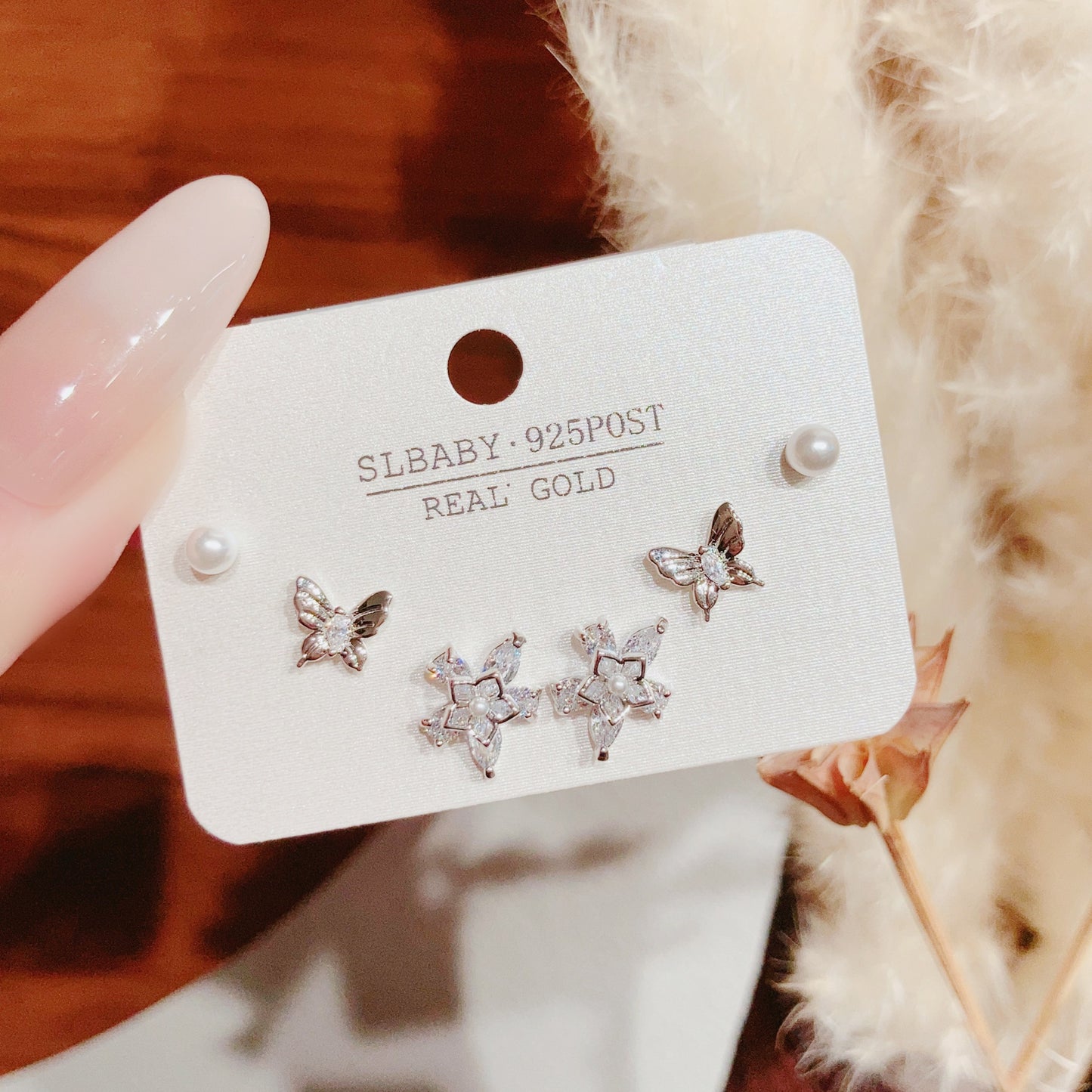 Summer Simple Style Temperament Three Pairs Of Butterfly Rings