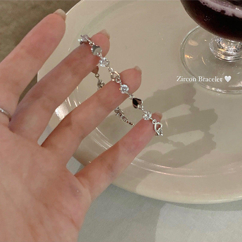 Summer Sweet Cool Loving Heart Zircon Design Bracelet