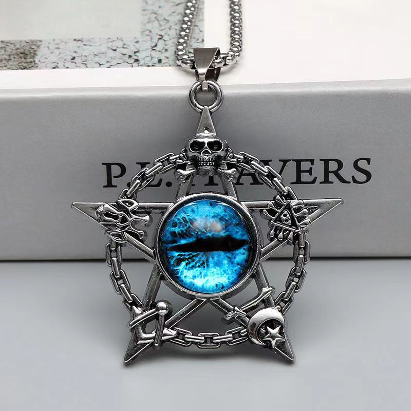 Eye Old Five-pointed Star Blue Eyes Punk Necklaces