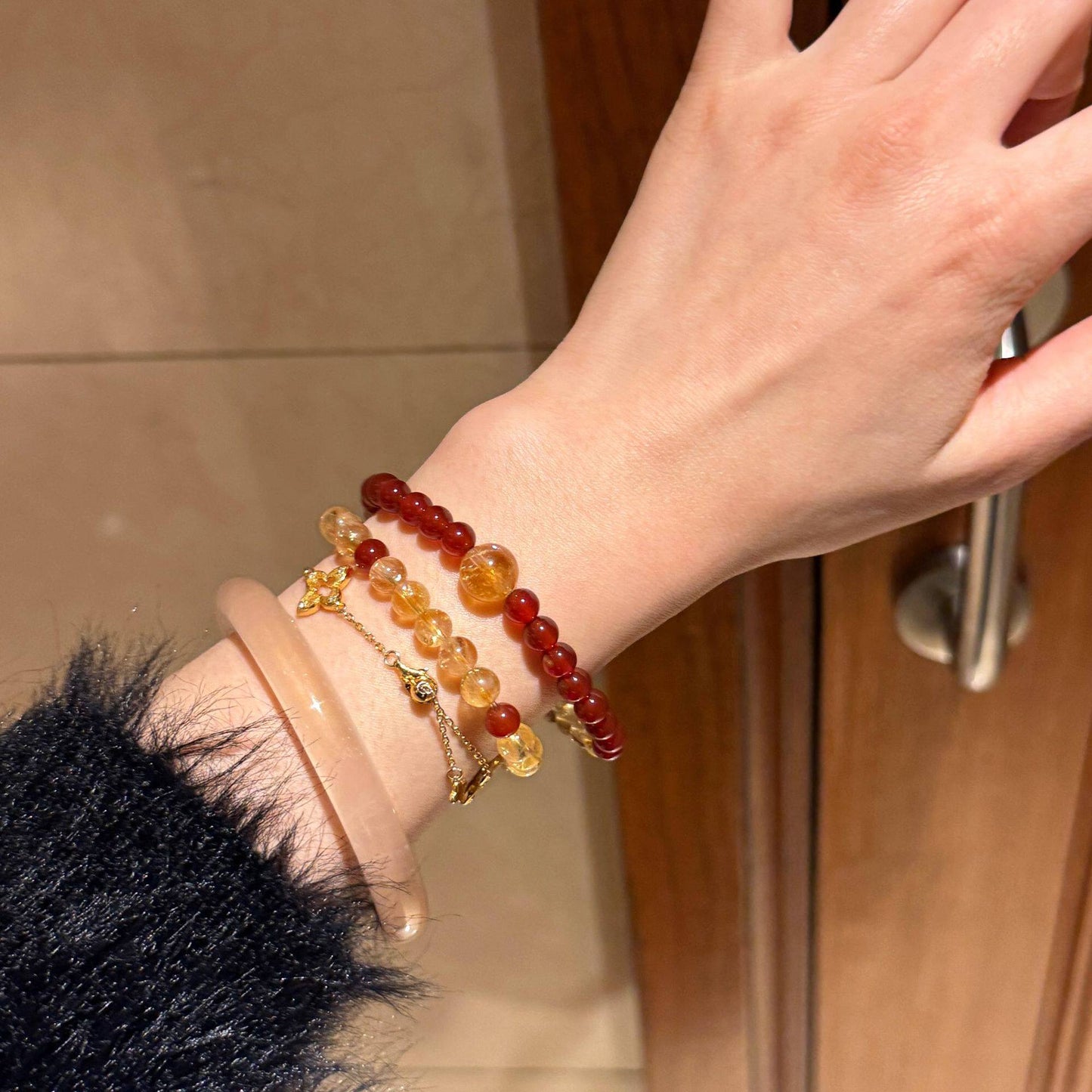 Natural Citrine Crystal Female Chinese Style Red Bracelets