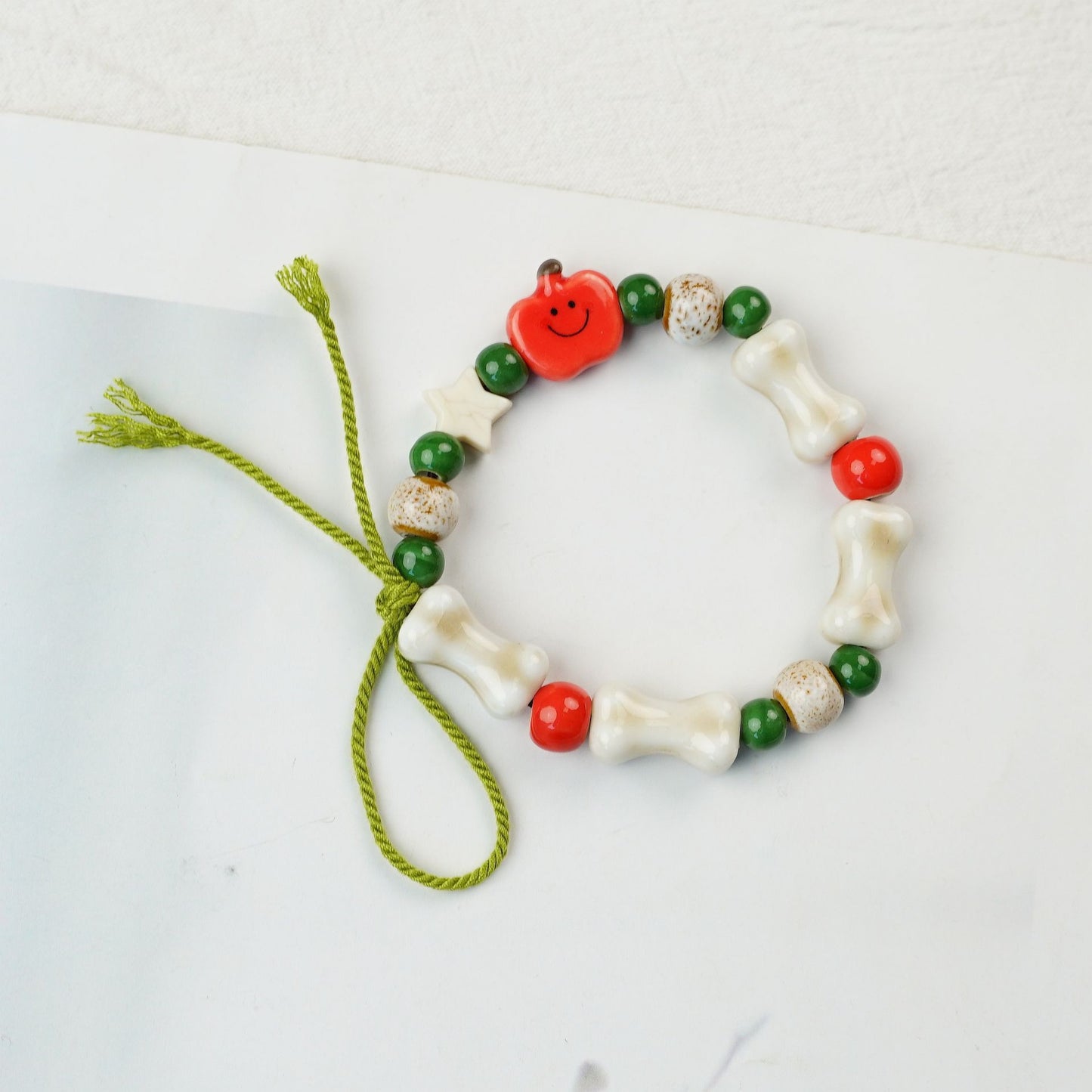 Safe Christmas Ceramic Apple Paradise Couple Bracelets