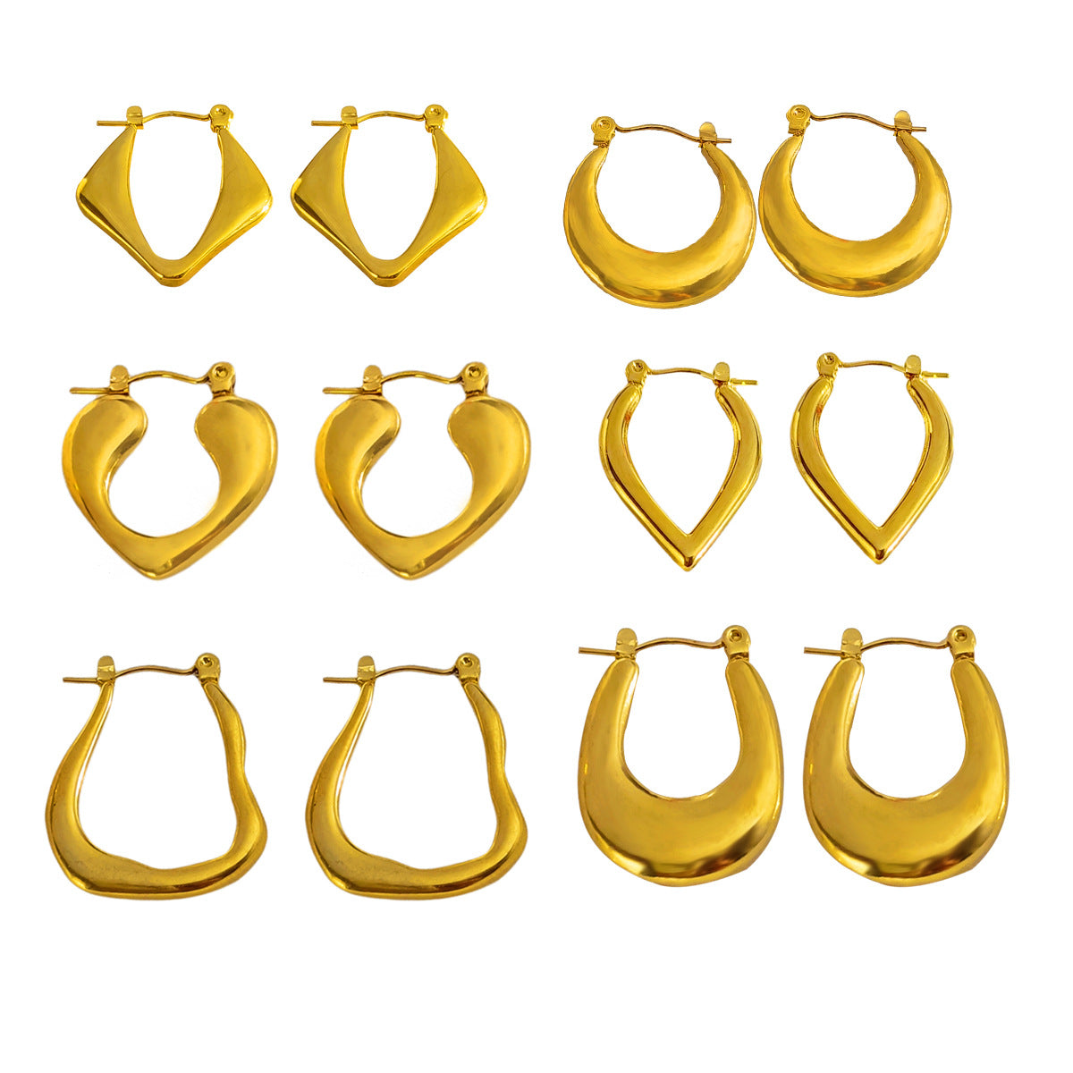 Women's Stainless Steel Hydraulic Gold Plated Ear Clip Earrings