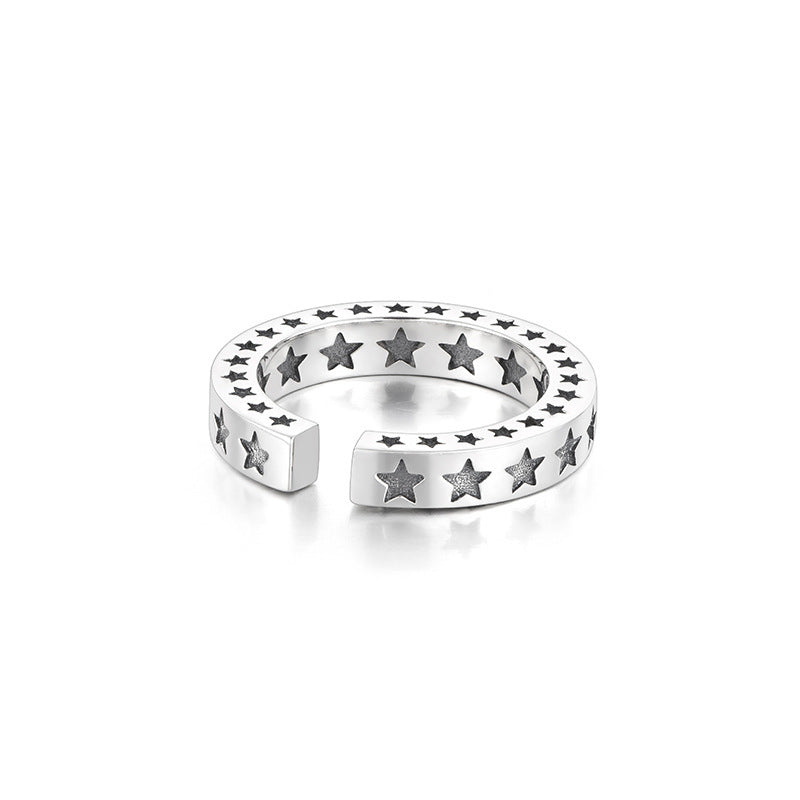 Women's & Men's Thai Sier Retro Five-pointed Star Totem Rings