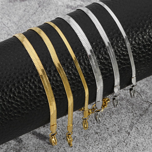 Metallic Titanium Steel Stainless Gold Blade Chain Bracelet