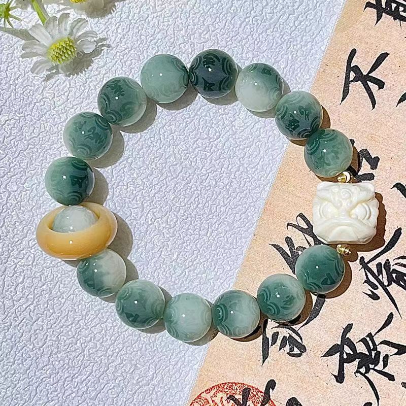 Six Words Mantra Floating Flowers Purple Grape Bracelet