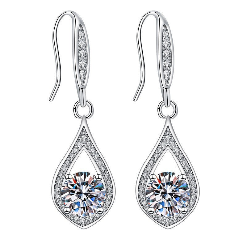 Moissanite Ear Female With Hearts Sterling Earrings
