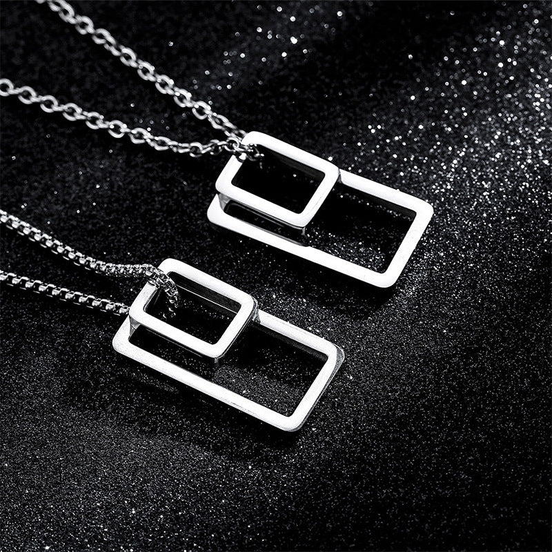 Titanium Steel Unisex Style Rectangular Stainless Necklace