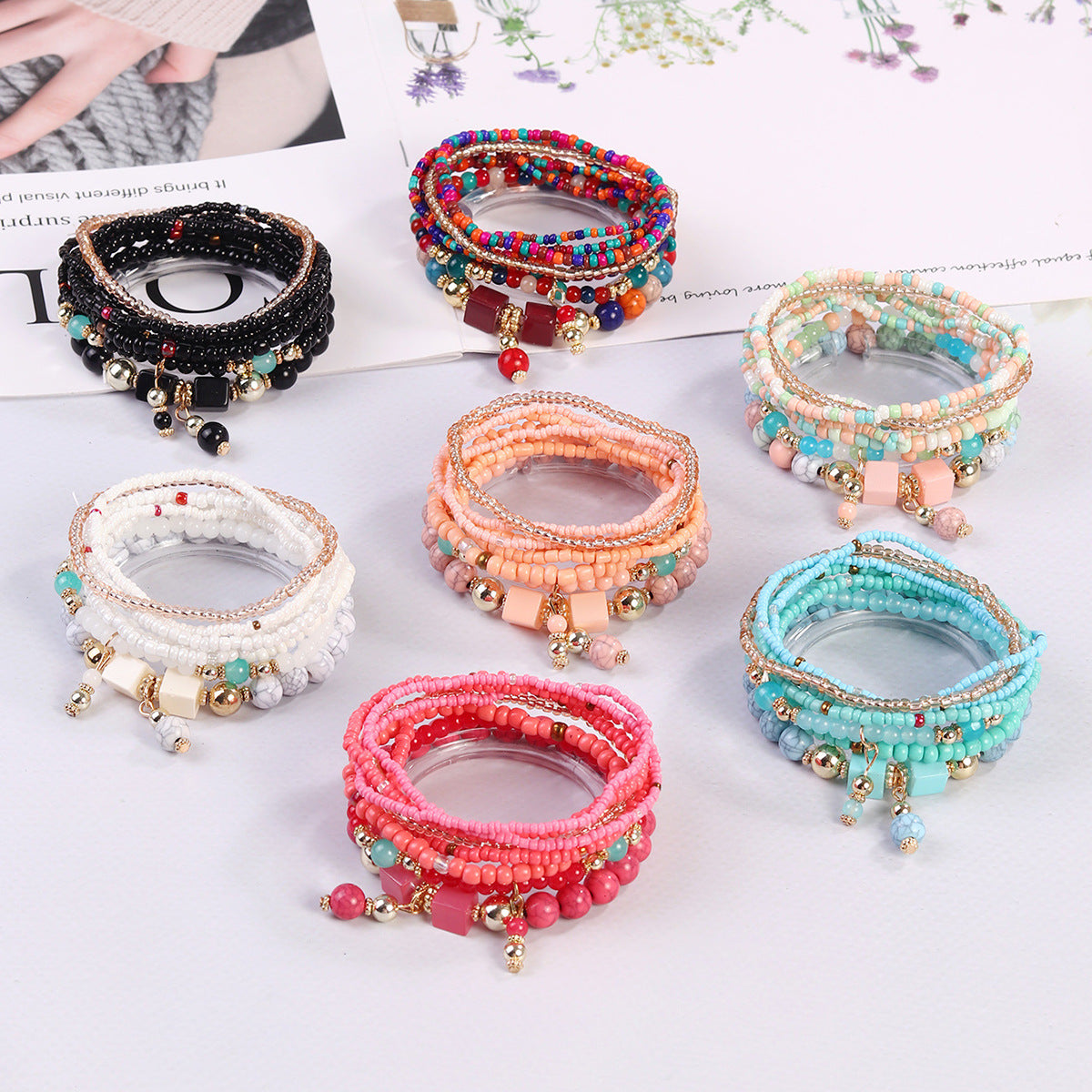 Beautiful Women's Bohemian Design Bead Elastic Bracelet
