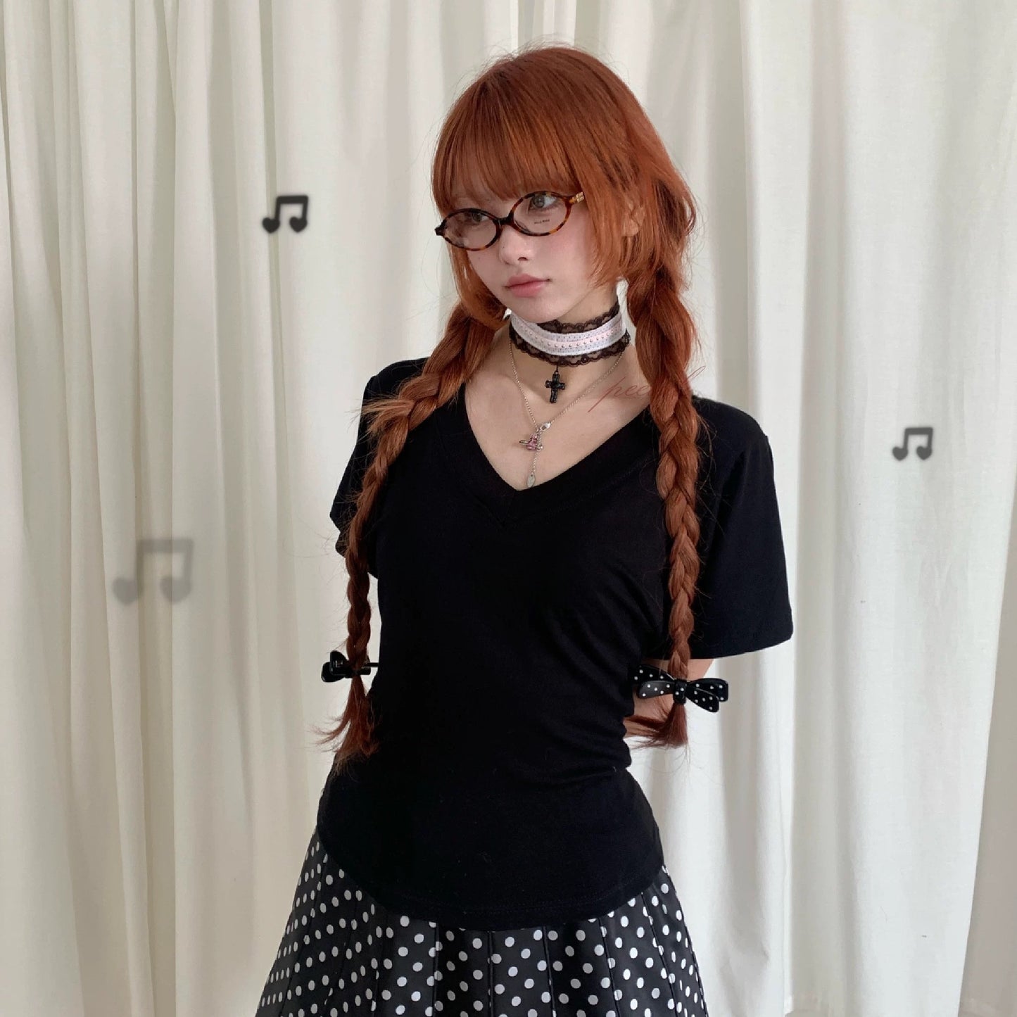 Lolita Lace Bead Rhinestone Cross Gothic Style Clavicle Collar