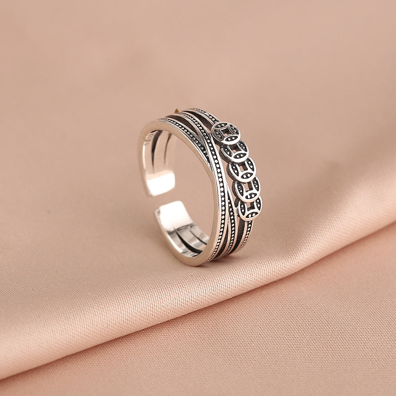 Duo Mahjong Female Niche Fashion Design Rings