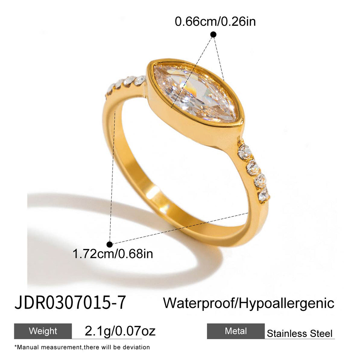 Stainless Steel Dropper Zircon Titanium Light Luxury High Sense Ring