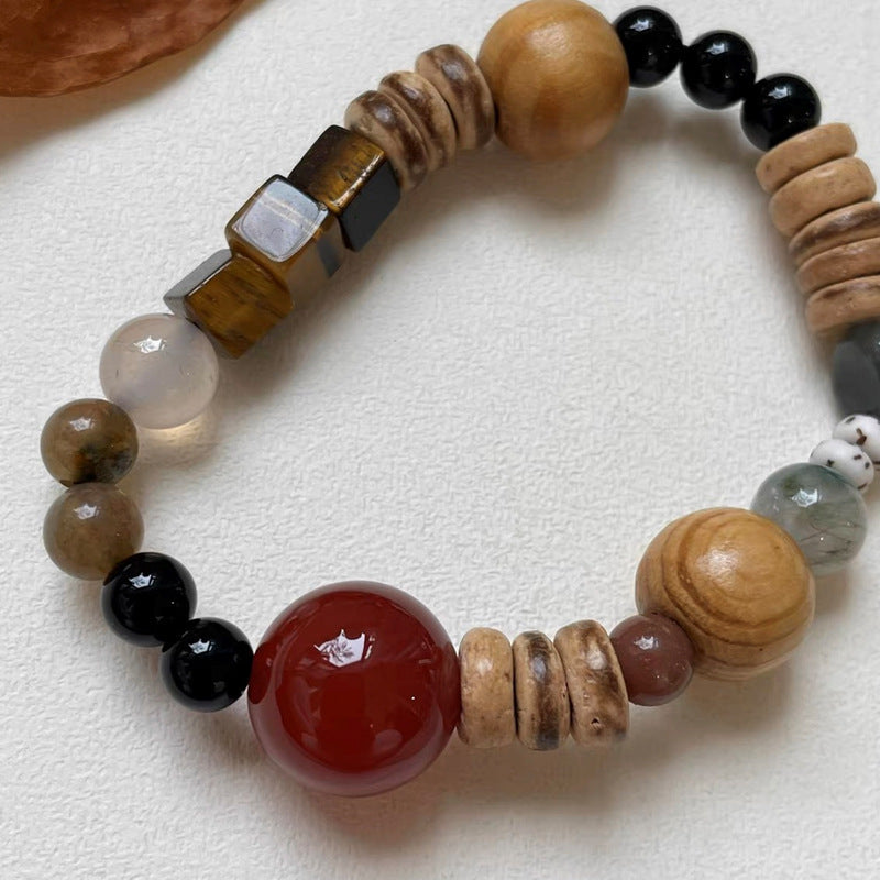 Style Red Vintage Beaded Female Niche Twin Bracelets