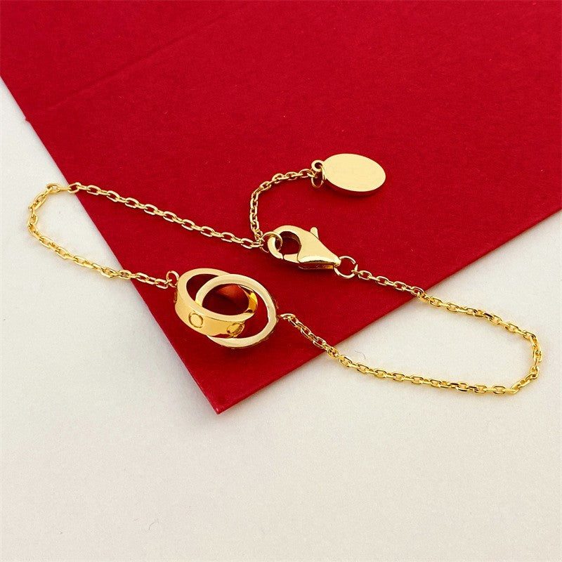 Full Diamond Buckle Gold Couple Top Necklaces