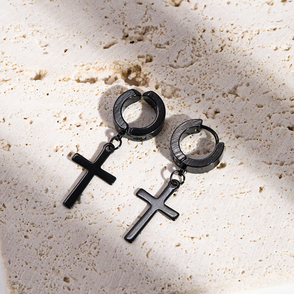 Women's & Men's Stainless Steel Cross Shelf Ear Clip Simple Hip Earrings