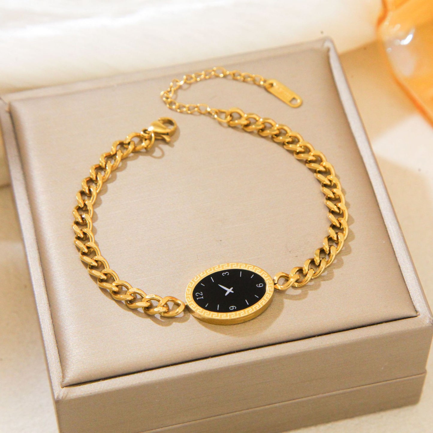 Dial Full Body Titanium Steel Real Gold Plating Light Luxury Bracelets